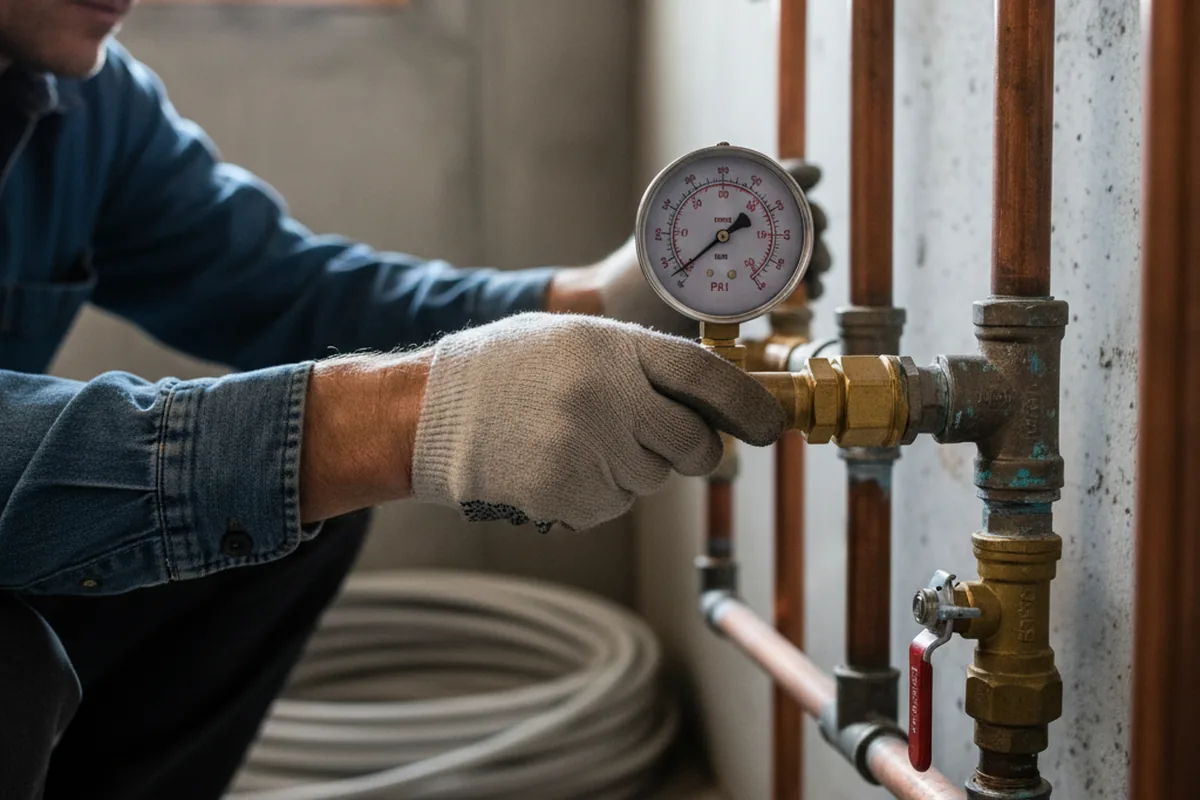 Pressure testing a repaired line during Water Line Repair in Durango